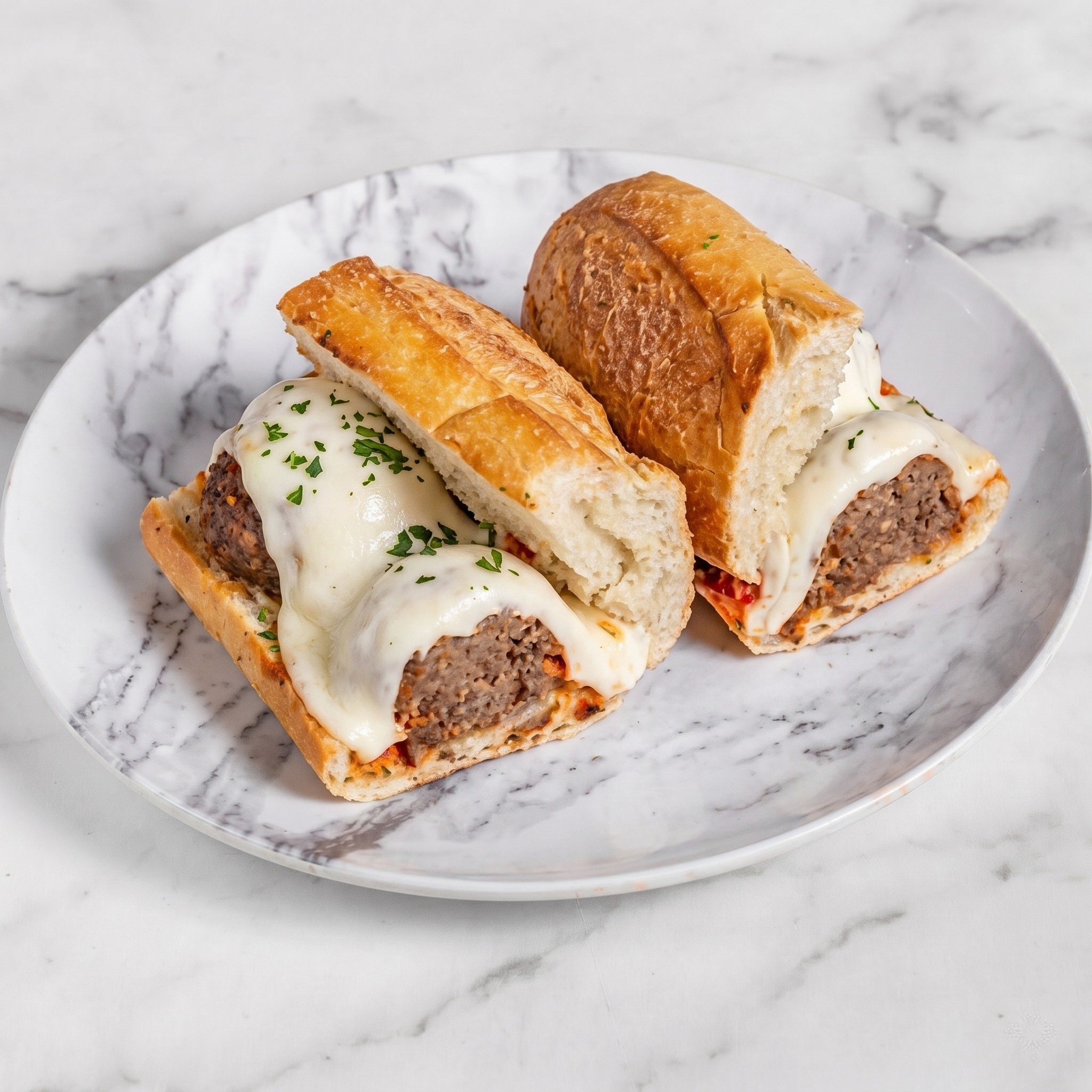 Nonna's Meatball Parmigiana Sandwich.