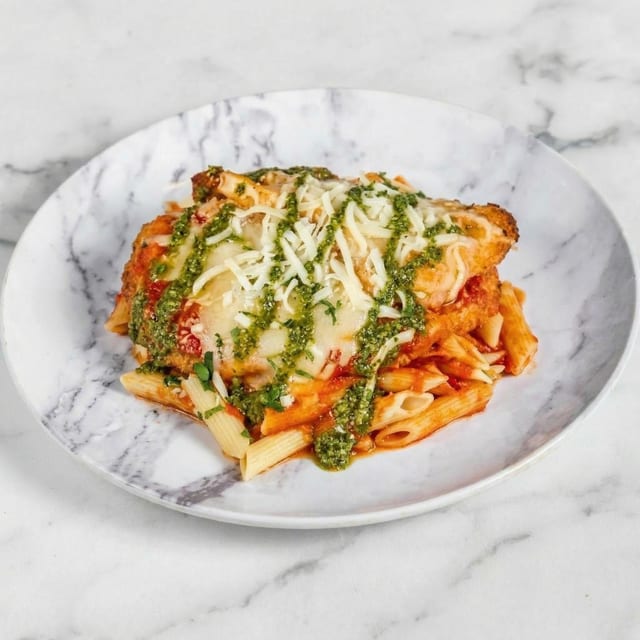 Triple Chicken Parmigiana Dinner.