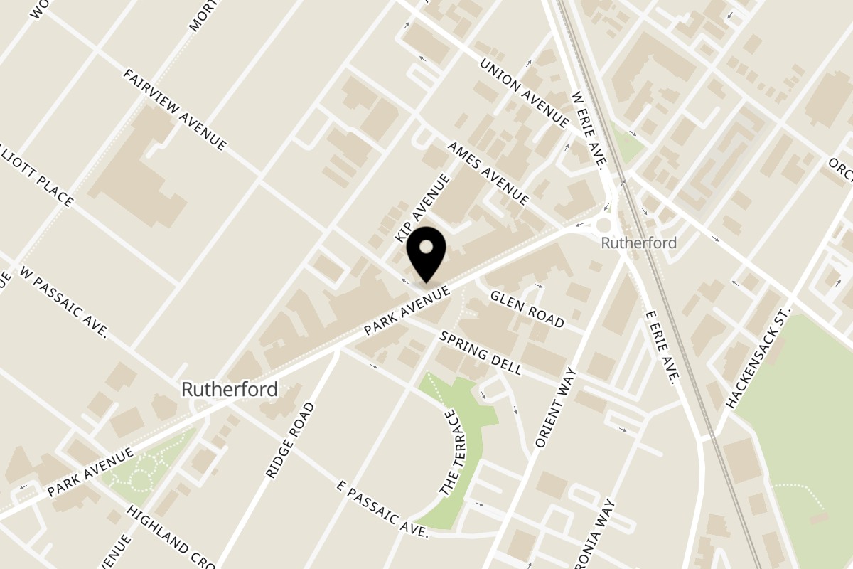 Map showing the location of Matera's Italian Market on 72 Park Ave in Rutherford